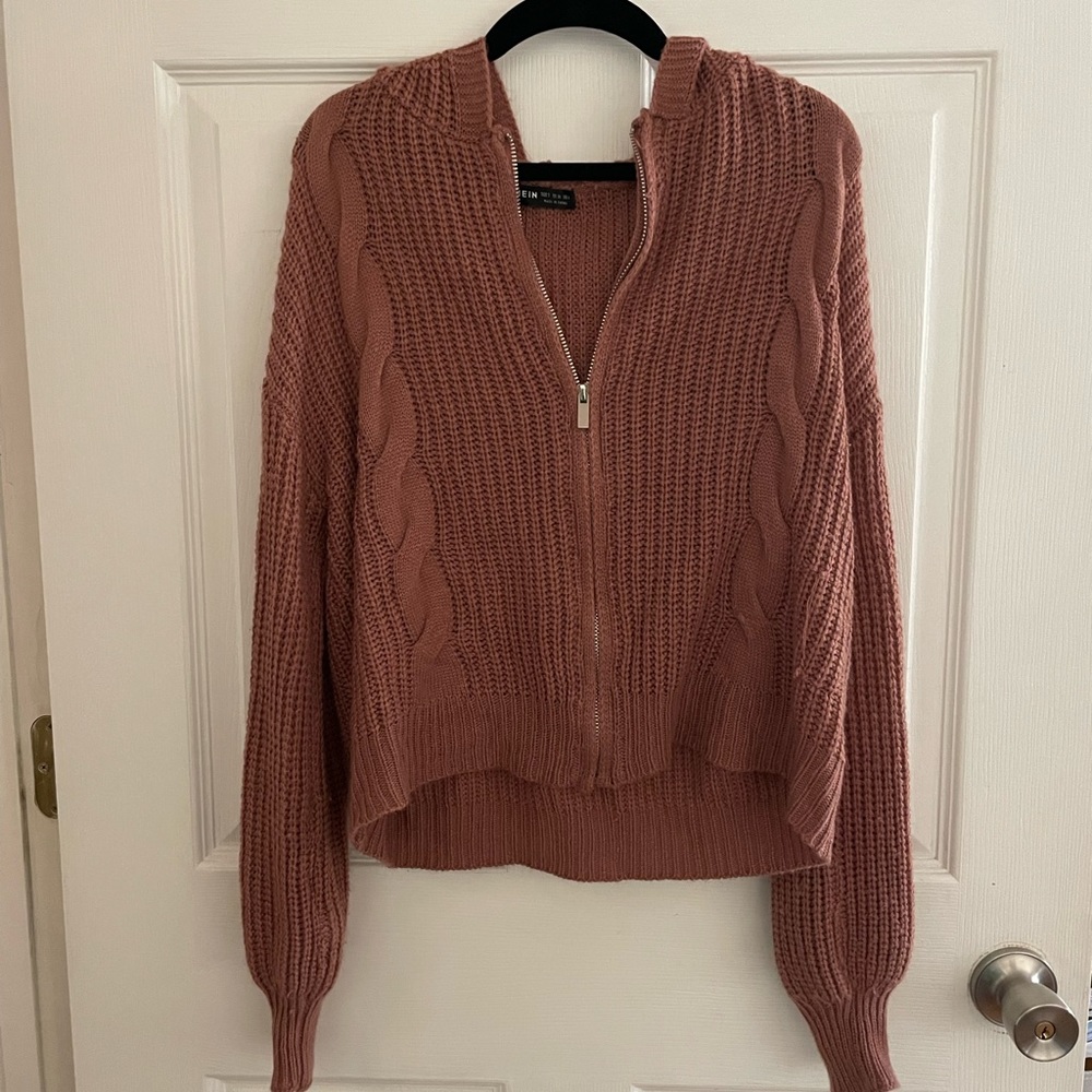 Drop Shoulder Zip Up Hooded Cardigan